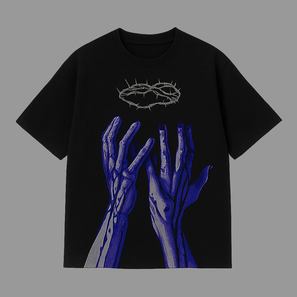 Ocean Vow™ Crowned in Thorns Oversized Tee | Textured High-Relief Streetwear