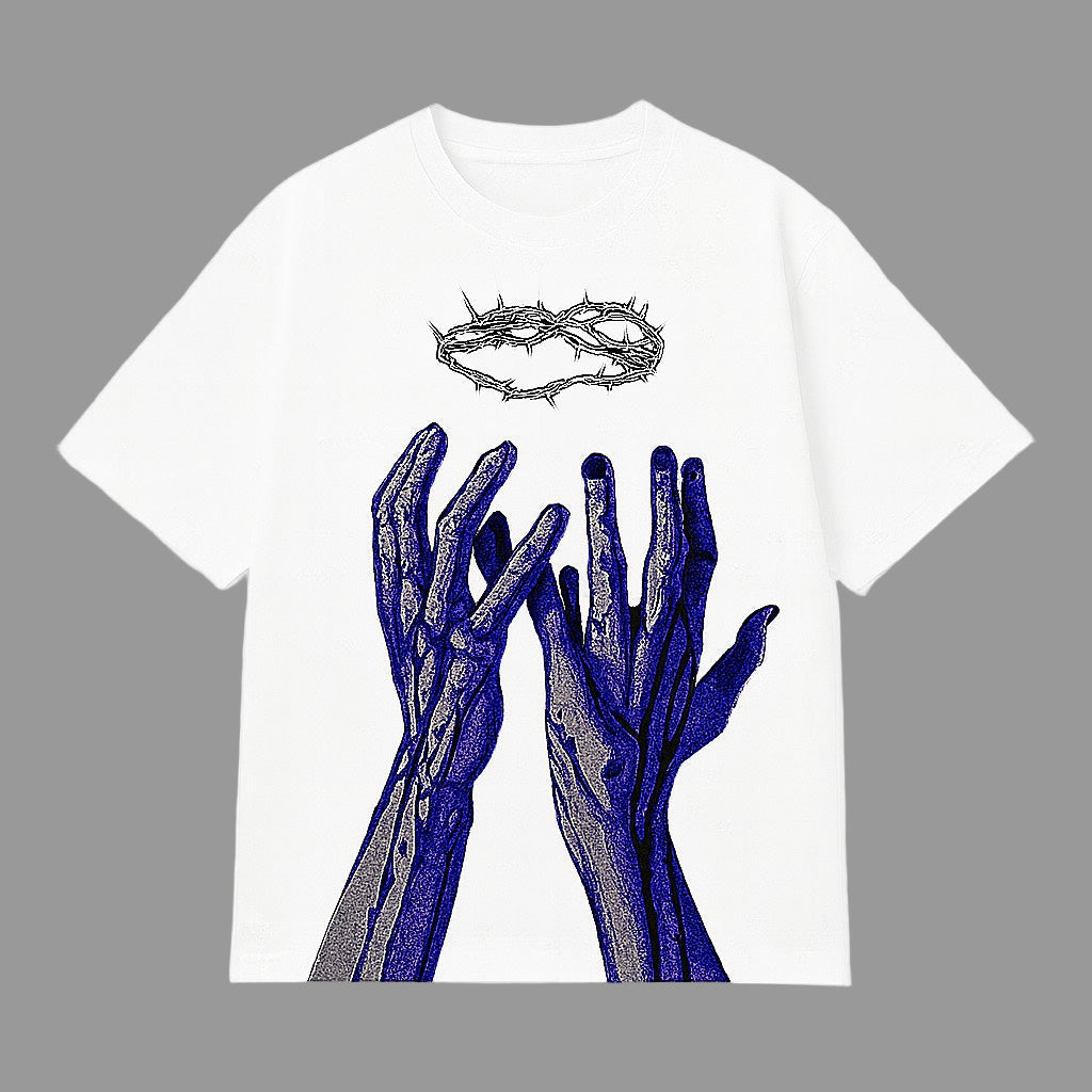 Ocean Vow™ Crowned in Thorns Oversized Tee | White Edition