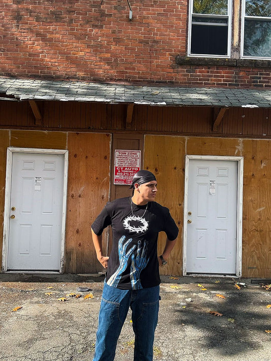 Ocean Vow™ Crowned in Thorns Oversized Tee | Textured High-Relief Streetwear