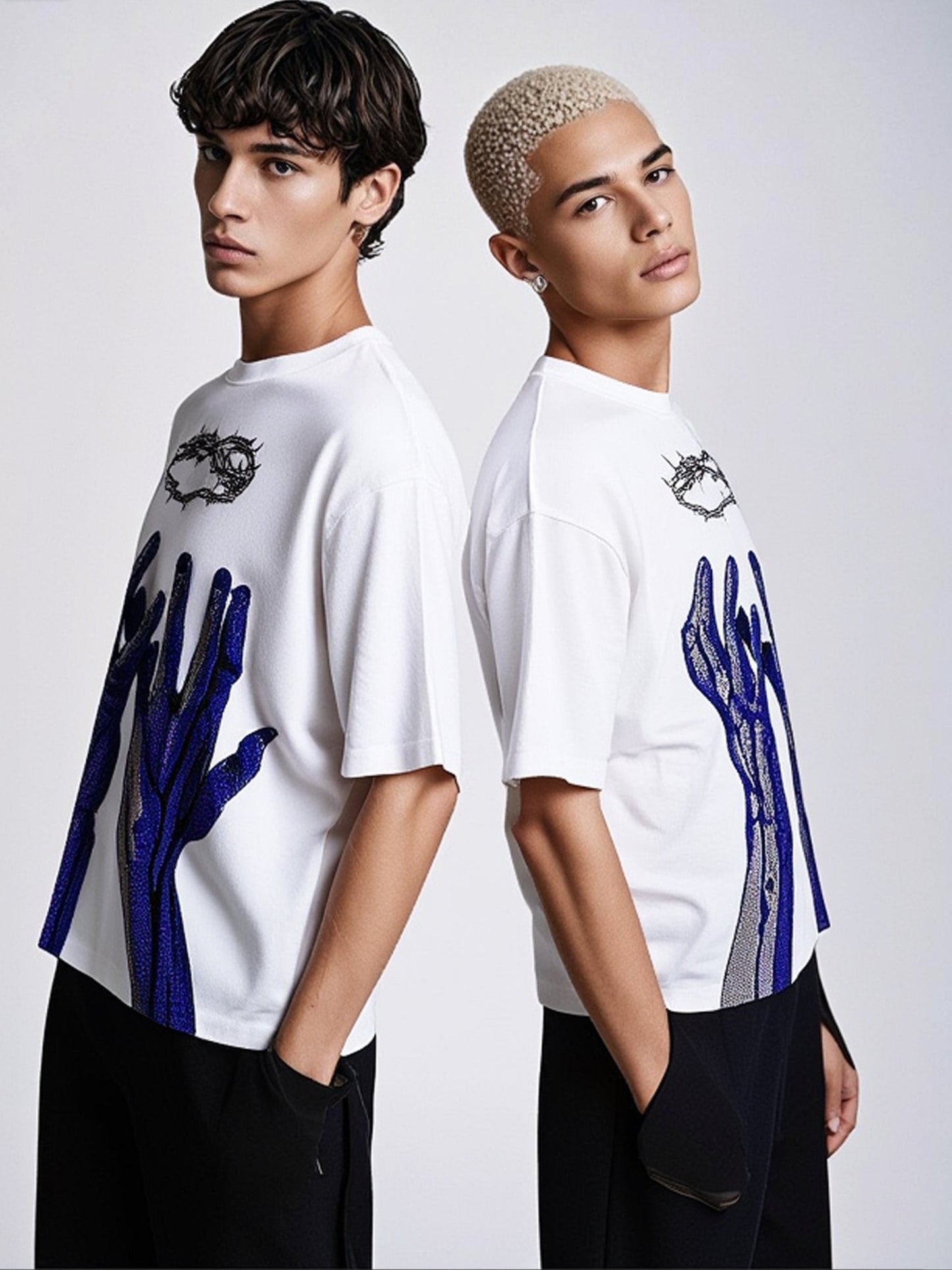 Ocean Vow™ Crowned in Thorns Oversized Tee | White Edition