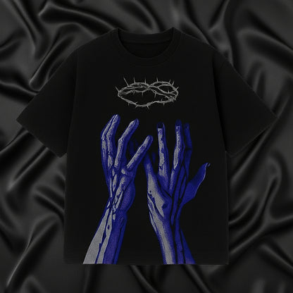 Ocean Vow™ Crowned in Thorns Oversized Tee | Textured High-Relief Streetwear
