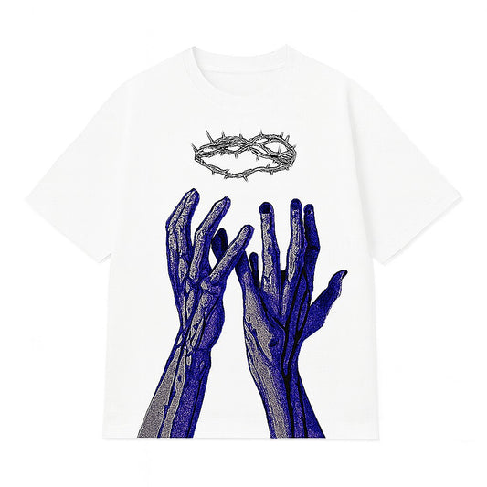 Ocean Vow™ Crowned in Thorns Oversized Tee | White Edition