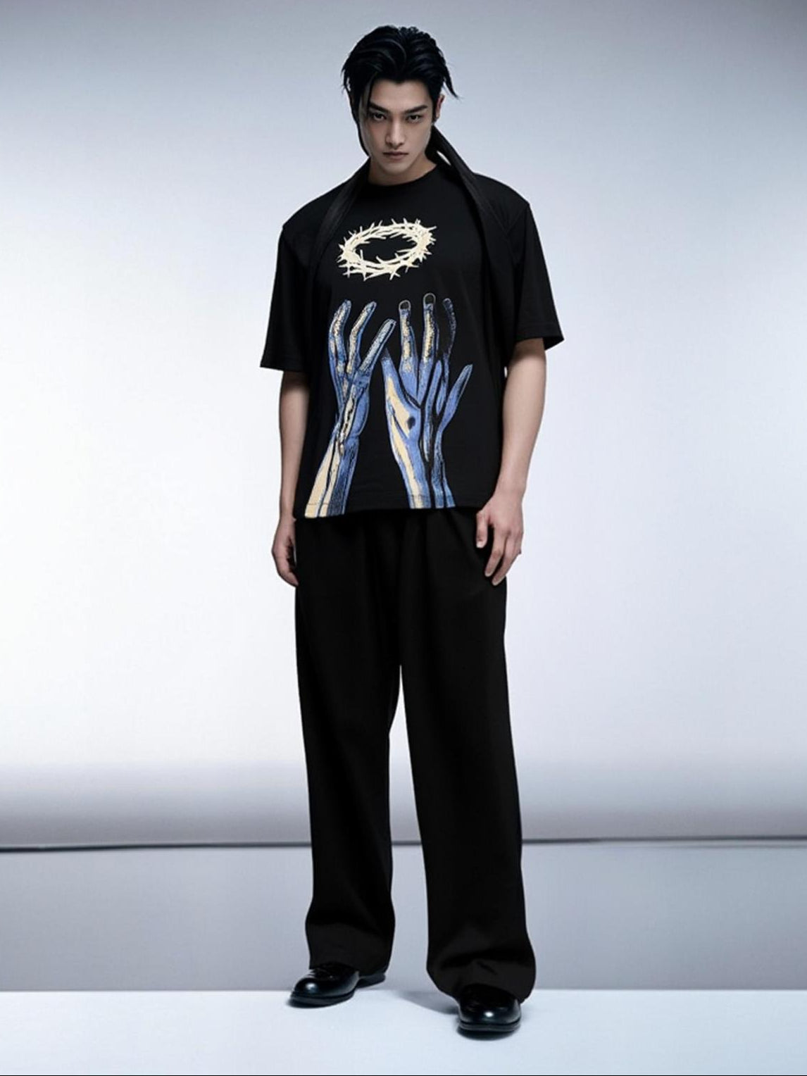 Ocean Vow™ Crowned in Thorns Oversized Tee | Textured High-Relief Streetwear