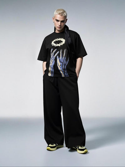 Ocean Vow™ Crowned in Thorns Oversized T-shirt | Textured High-Relief Streetwear