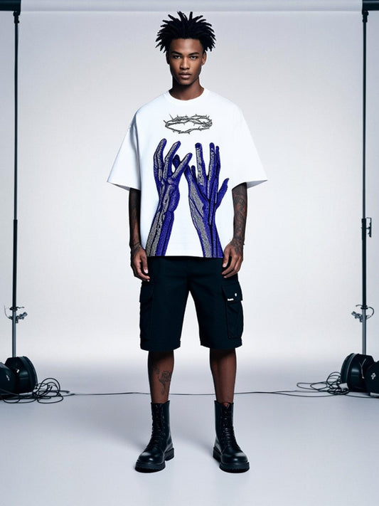 Ocean Vow™ Crowned in Thorns Oversized Tee | White Edition